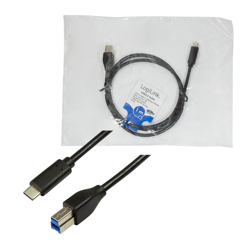 LOGILINK - USB 3.2 Gen1x1 cable, USB-C male to USB-B male, 1m USB kabelis
