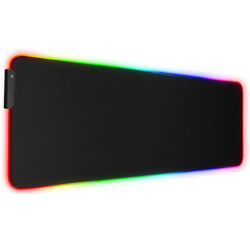 Riff RGB-01 Gumijota auduma Spēļu Peles paliknis USB RGB krāsu LED apgaismojums (80x30cm) Melns peles paliknis