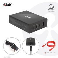 CLUB3D Travel Charger 132W GAN technology, Four port USB Type-A and -C, Power Delivery(PD) 3.0 Support iekārtas lādētājs