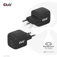 CLUB3D Travel Charger PPS 45W GAN technology, Dual port USB Type-C, Power Delivery(PD) 3.0 Support iekārtas lādētājs