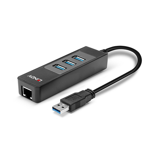 Lindy USB 3.1/3.0 Hub & Gigabit Ethernet Adapter USB centrmezgli