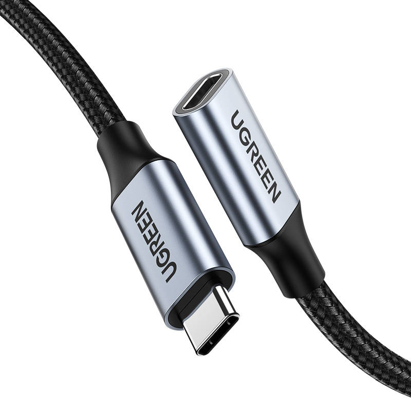 UGREEN US372 USB Type C 3.1 Gen2 Male to Female Cable Nickel Plating 1m (Black) USB kabelis