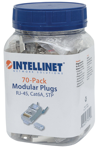 Intellinet Modular plug RJ45 8P8C Cat6A STP for solid & stranded 70 pcs in jar tīkla kabelis