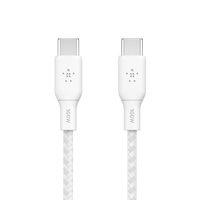 Belkin braided USB-C/USB-C Cable 100W 3m white CAB014bt3MWH kabelis, vads