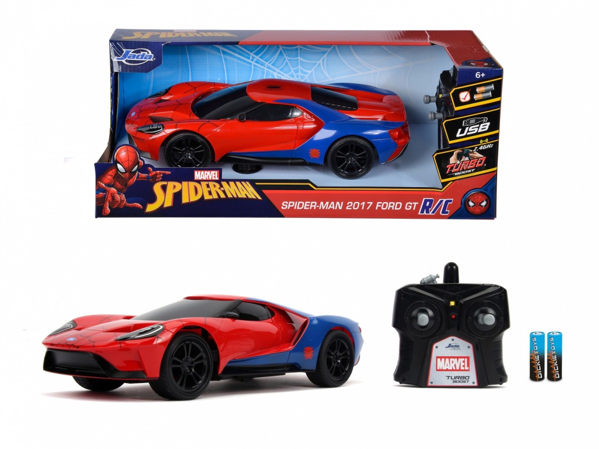 Jada RC Marvel Spider-Man 2017 Ford GT 2,4 GHz 1:16   253226002 Radiovadāmā rotaļlieta