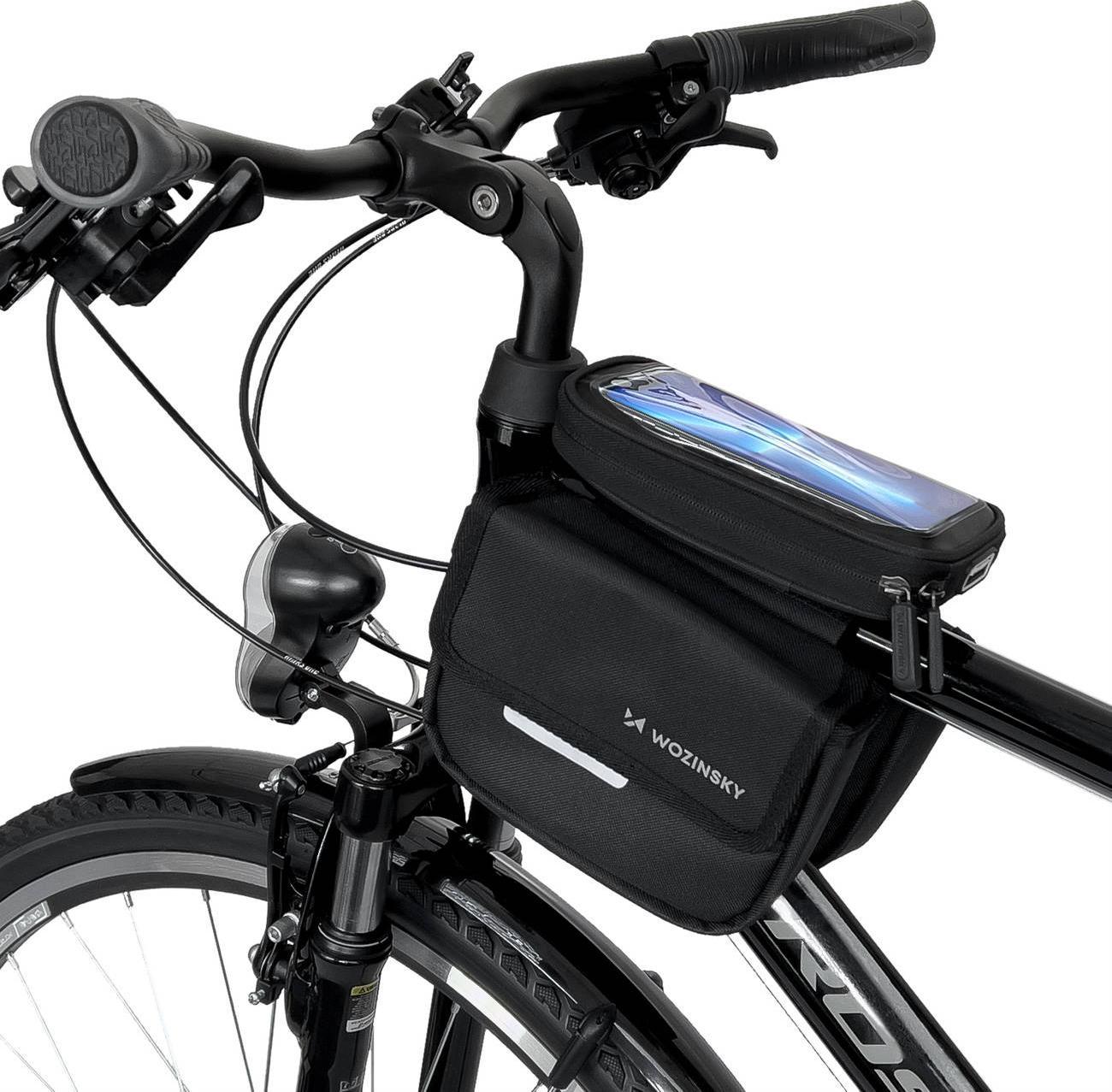 Wozinsky Torba rowerowa na rame sakwa na rower wodoodporne etui na telefon 1,5l czarny (WBB26BK)