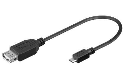 Kabelis USB2.0 AF ligzda -> micro USB BM spraudnis 0.2m, OTG,  melns KPO2908 (5901436779599) USB kabelis
