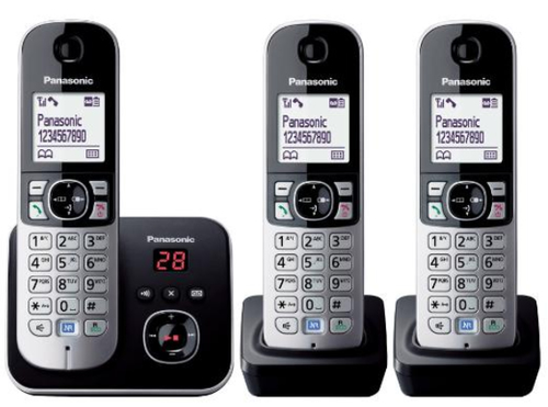 Panasonic KX-TG6823GB Trio Schnurlostelefon with AB black + 2x Mobilteil telefons
