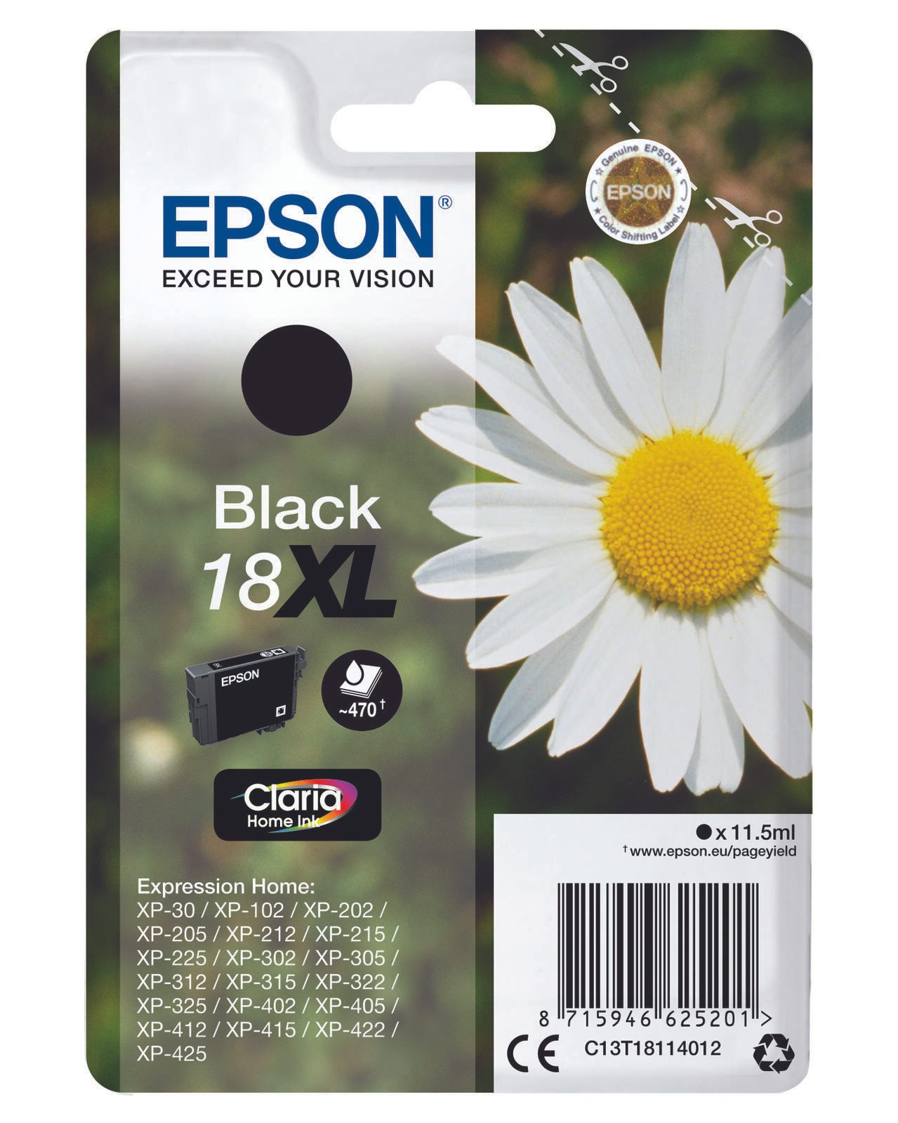 Epson T1811 "Ganseblumchen" Tinte Single Pack black XL kārtridžs