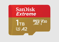 SanDisk microSDXC Extreme 1TB 190/130 MB/s A2 C10 V30 UHS-I U3 atmiņas karte