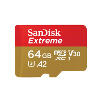 SANDISK Extreme 64GB microSDXC + 1 year RescuePRO Deluxe up to 170MB/s & 80MB/s Read/Write speeds A2 C10 V30 UHS-I U3 atmiņas karte