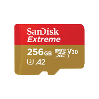 SANDISK Extreme 256GB microSDXC + 1 year RescuePRO Deluxe up to 190MB/s & 130MB/s Read/Write speeds A2 C10 V30 UHS-I U3 atmiņas karte