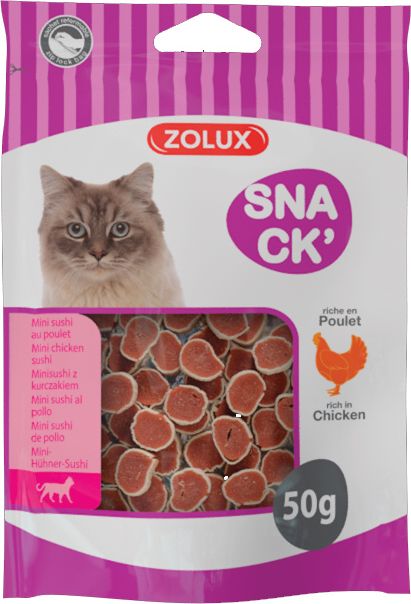 Zolux Przysmak dla kota mini sushi z kurczakiem 50 g 10104587 (3336025821533) kaķu barība