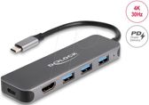 DeLOCK 3P USB Hub+4K HDMI+USB-C+PD 85W - 64171 aksesuārs datorkorpusiem