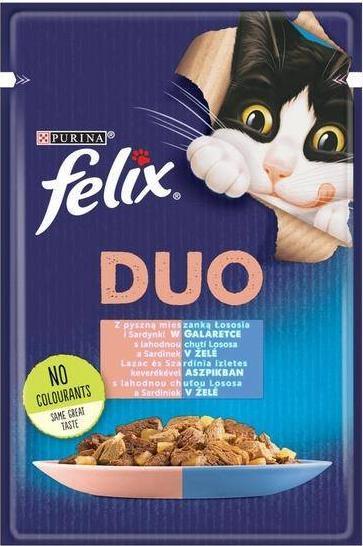 Nestle FELIX sasz.85g FANTASTIC DUO LOSOS, SARDYNKI w galaretce /26 12448773 barība suņiem