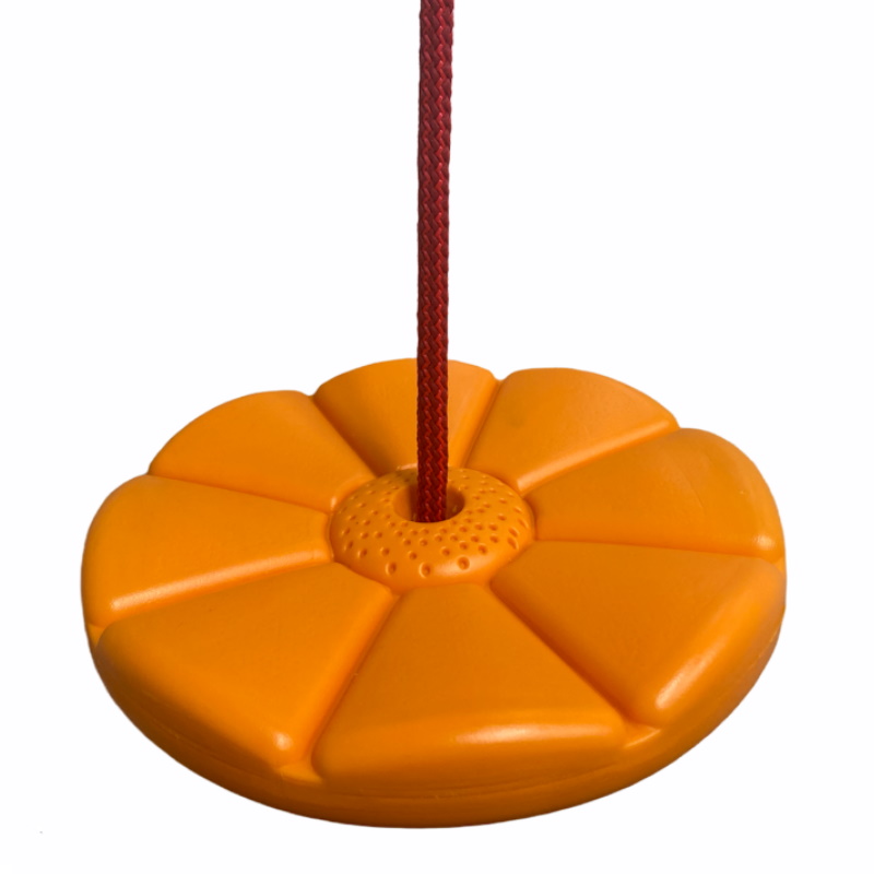 Vigo Apaļas formas Plastikāta šūpoles ar 1.35m pītu virvi (diametrs 27cm) (max85kg) Oranža Dārza mēbeles