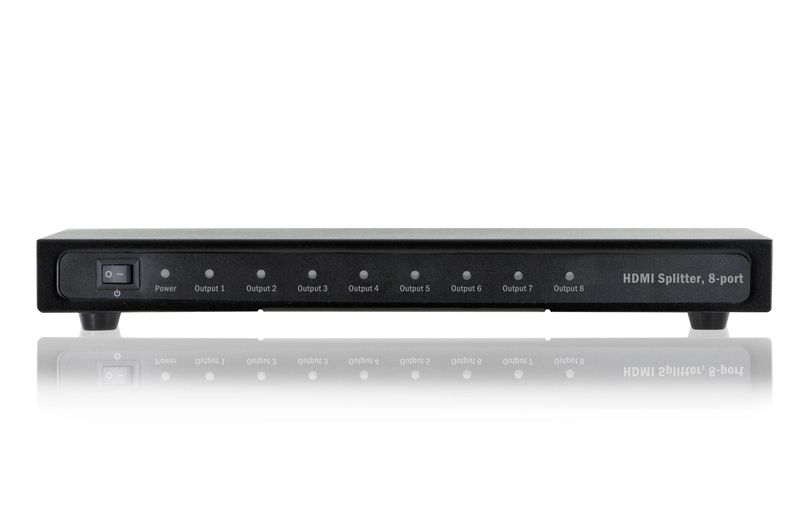 Digitus Professional HDMI Splitter, 8 Port 1080p, 3D, HDMI High Speed, 2.25 Ghz/225 MHz, Metal housing, black adapteris