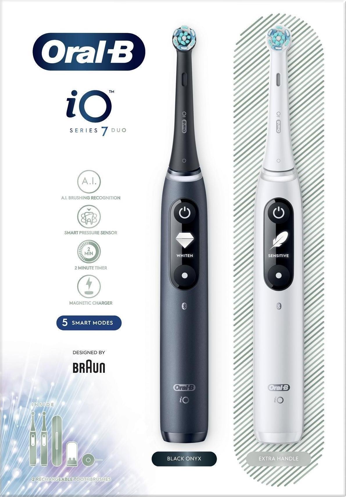 Oral-B iO Series 7 Duo toothbrush 2 pcs. White/Black mutes higiēnai