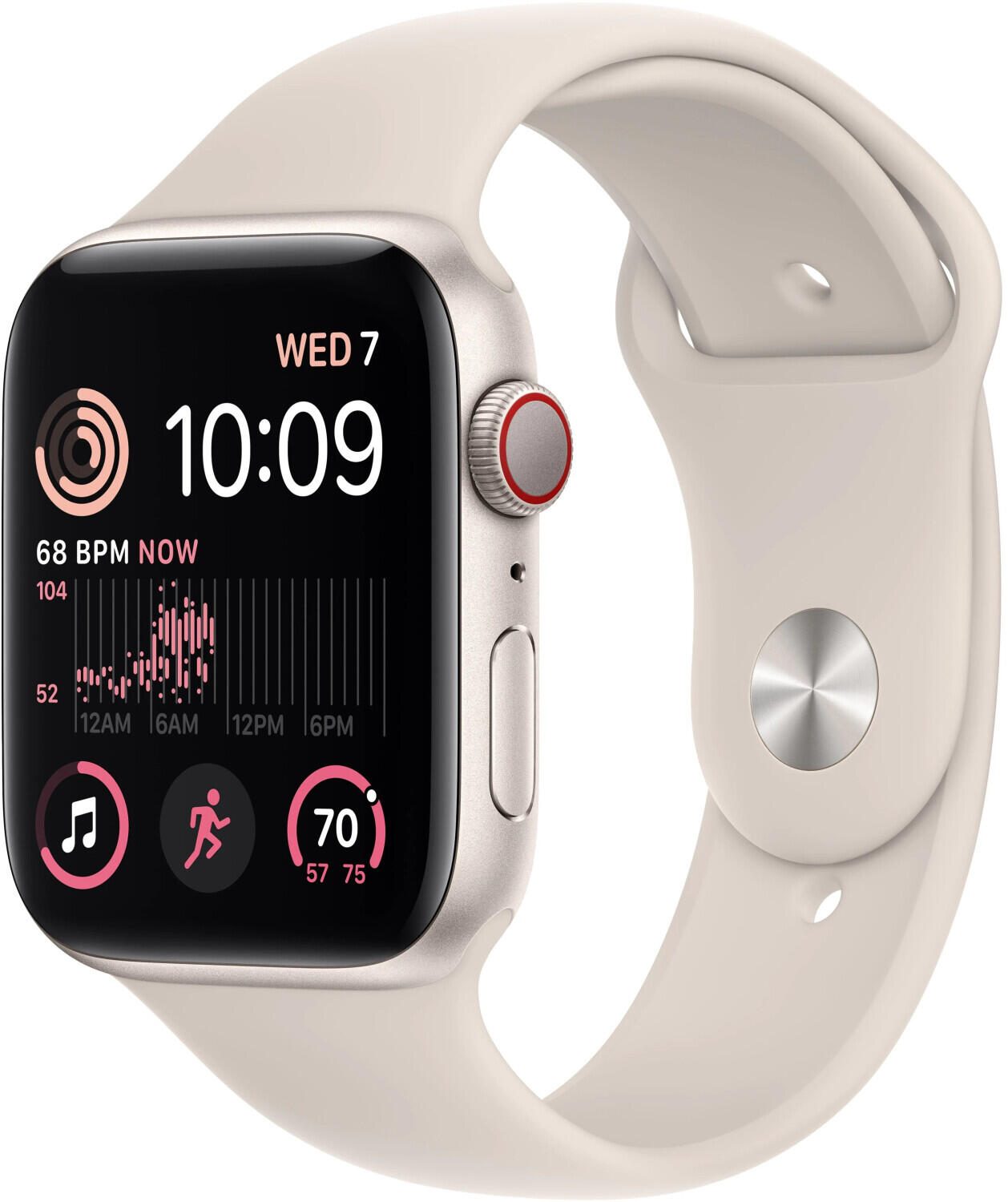 Apple Watch SE (GPS + Cellular) 44mm Aluminiumgehause polarstern, Sportband polarstern MNPT3FD/A Viedais pulkstenis, smartwatch