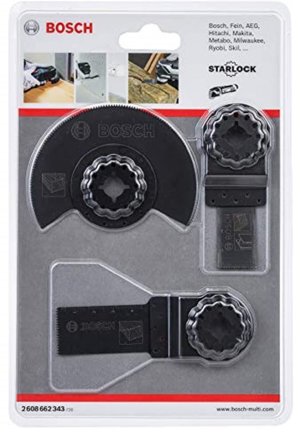 Bosch wood basic set for multifunction tools, saw blade set (3 pieces) 2608662343