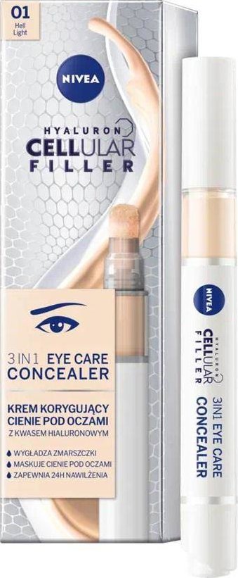 Nivea NIVEA_Hyaluron Cellular Filler 3In1 Eye Care Concealer krem korygujacy cienie pod oczami 01 Light 4ml 4005900853578 (4005900853578) ēnas