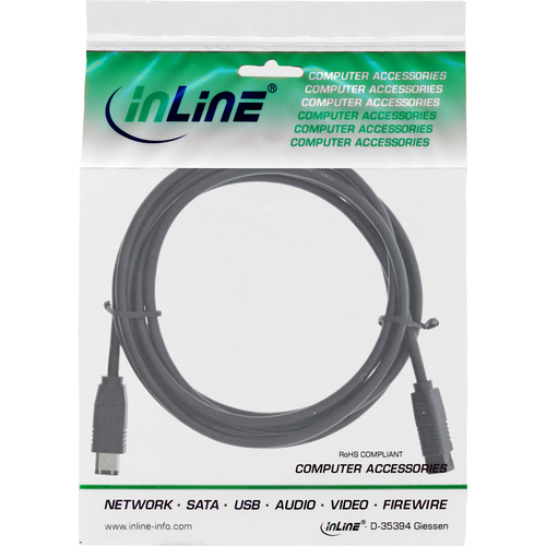  InLine Kabel FireWire 400 - 800 1394b,   6 - 9 Pin, meski, 2m (36902) USB kabelis