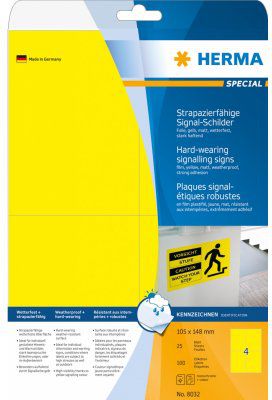 HERMA Signal-Schilder A4 105x148 mm yellow Folie 100 St. biroja tehnikas aksesuāri