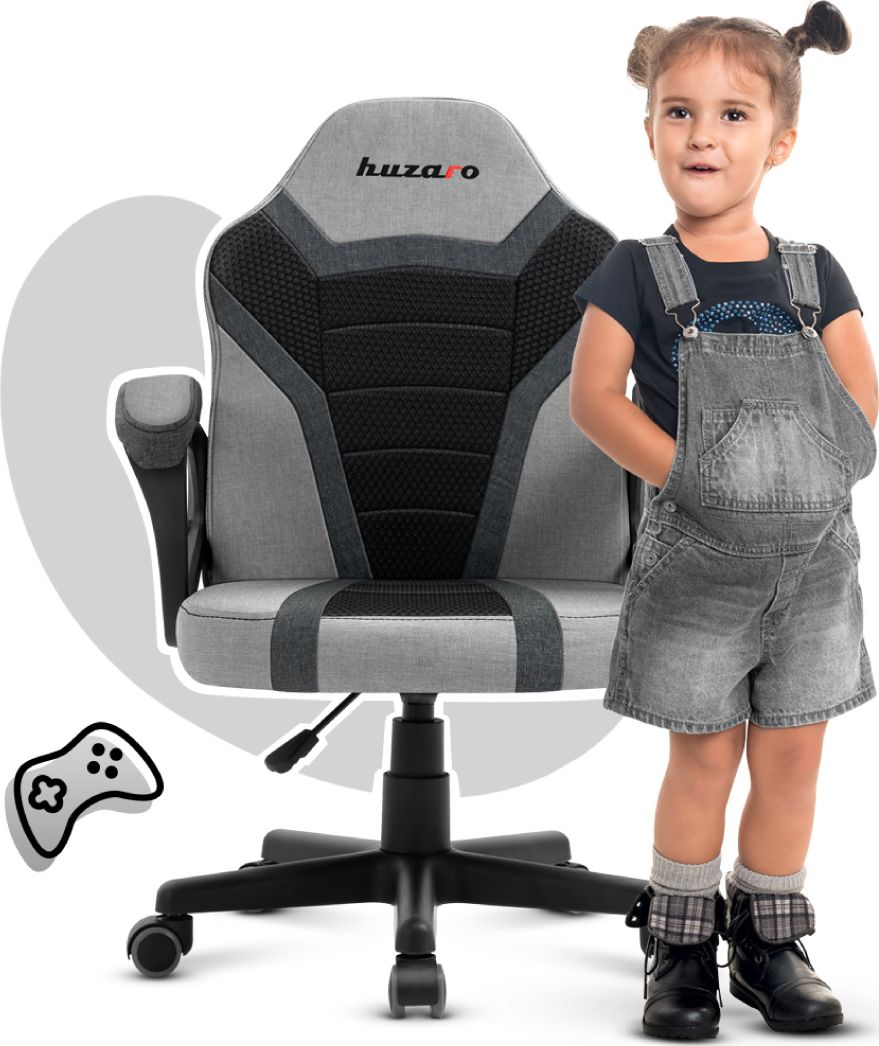 Gaming chair for children Huzaro HZ-Ranger 1.0 Gray Mesh, gray and black datorkrēsls, spēļukrēsls
