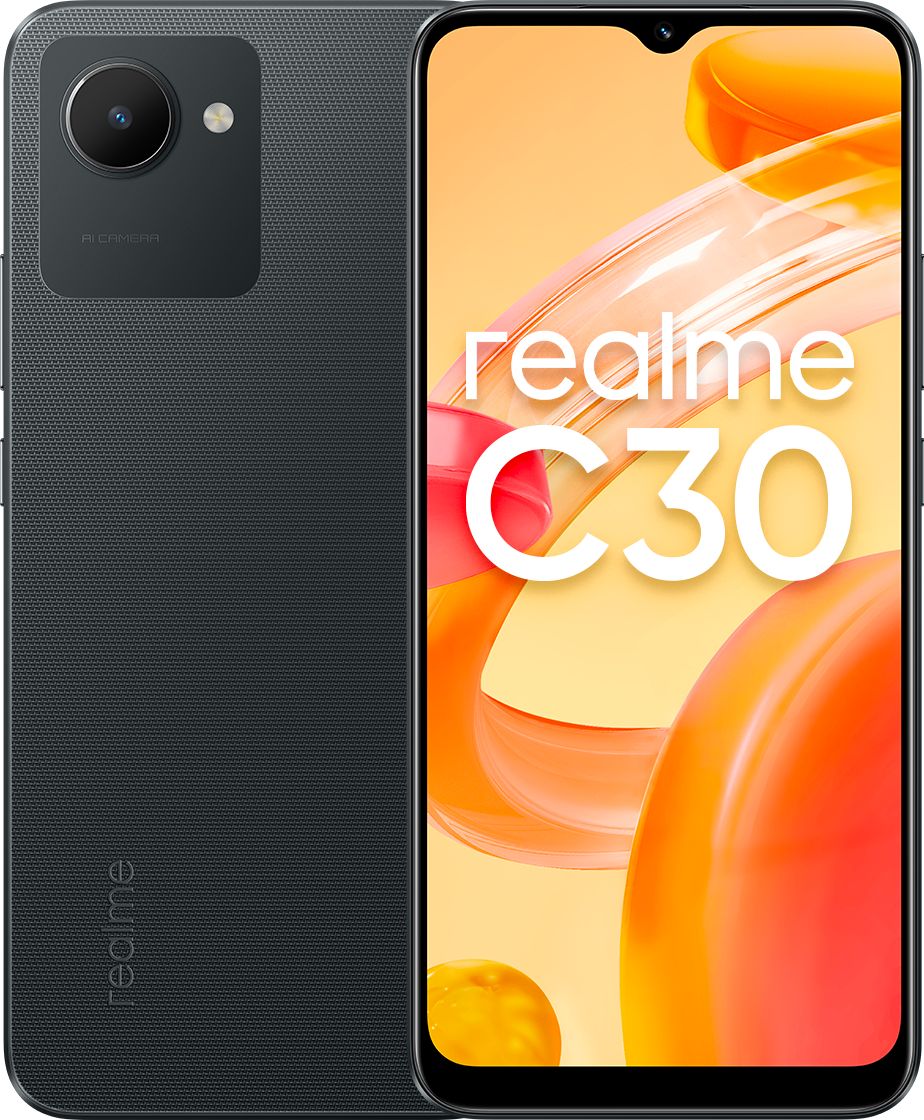 Smartfon Realme C30 3/32GB Dual SIM Czarny  (RMX3623B) RMX3623B (6941399092242) Mobilais Telefons