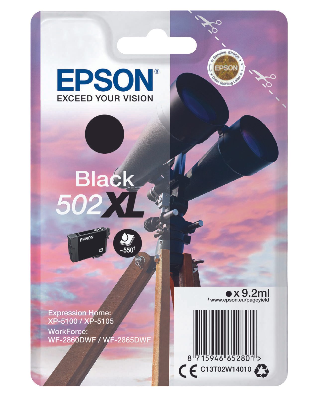 Epson ink cartridge black 502 XL                    T 02W1 kārtridžs