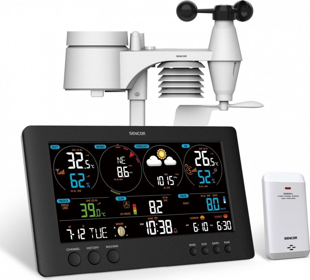 Sencor weather station Professional METEO WiFi SWS station 12500 LCD height 21,4cm Color barometrs, termometrs