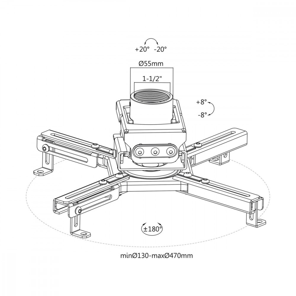 Ceiling mount for the projector Maclean MC-91 AJMCLPMACLMC913 (5902211121350) projektora aksesuārs