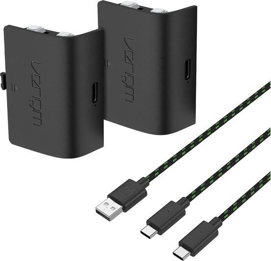 VENOM Akumulatory do padow Xbox Series / Xbox One czarne (2szt) + 3-metrowy kabel spēļu aksesuārs