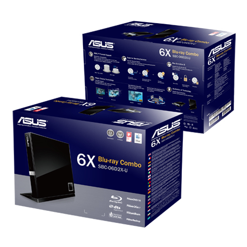 ASUS External Slim Blu-ray Combo, SBC-06D2X-U/BLK/G/AS diskdzinis, optiskā iekārta