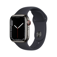 Apple Watch 7 GPS + Cell 41mm Steel Graphite, Sport Midnight Viedais pulkstenis, smartwatch