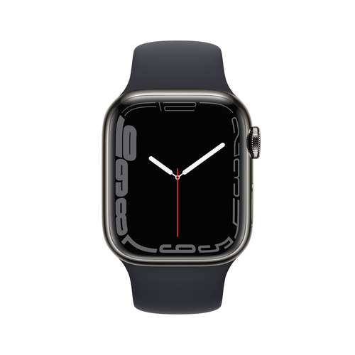 Apple Watch 7 GPS + Cell 41mm Steel Graphite, Sport Midnight Viedais pulkstenis, smartwatch