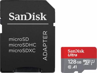 SanDisk Ultra microSDXC 128GB + SD Adapter 140MB/s  A1 Class 10 UHS-I - Imaging Packaging; EAN:619659200022 atmiņas karte