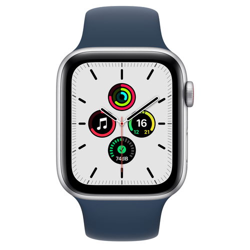 Smartwatch Apple Watch SE GPS 44mm Silver Alu Black Sport + Cellular Niebieski  (MKRY3WB/A) Viedais pulkstenis, smartwatch
