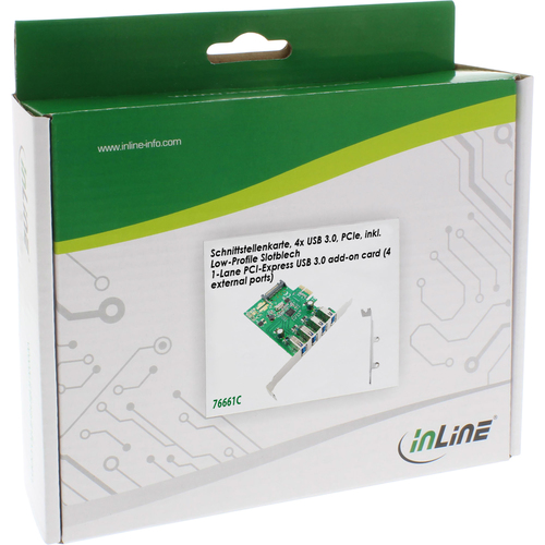 InLine PCIe Schnittstellenkarte 4x USB 3.0 inkl. Low-Profile Slotblech karte