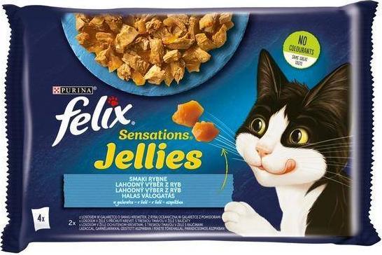 Nestle FELIX sasz.4x85g SENSATIONS JELLIES RYBNE DANIA w galaretce /12 12448606 (7613039778128) barība suņiem