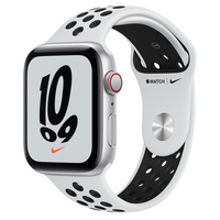 Watch Nike SE GPS + Cellular, 44mm Silver Aluminium Case with Pure Platinum/Black Nike Sport Band - Regular Viedais pulkstenis, smartwatch