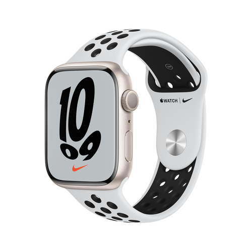 Apple Watch Nike 7 GPS 45mm Alu Starlight Sport Platinum/Black Viedais pulkstenis, smartwatch