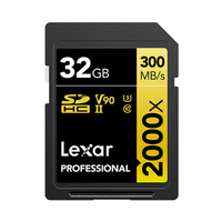 Lexar Professional 2000x UHS-II SDHC, 32 GB, Class 10, U3, V90, 260 MB/s, 300 MB/s atmiņas karte