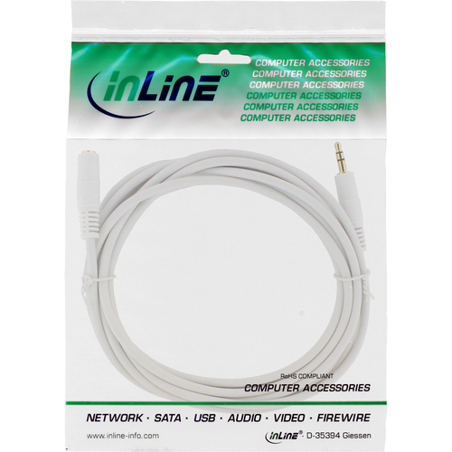 InLine 99934W 1m 3.5mm 3.5mm white Audio-Kabel (99934W) adapteris