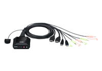 Aten 2-Port USB 4K HDMI Cable KVM Switch with Remote Port Selector CS22H-AT datortīklu aksesuārs