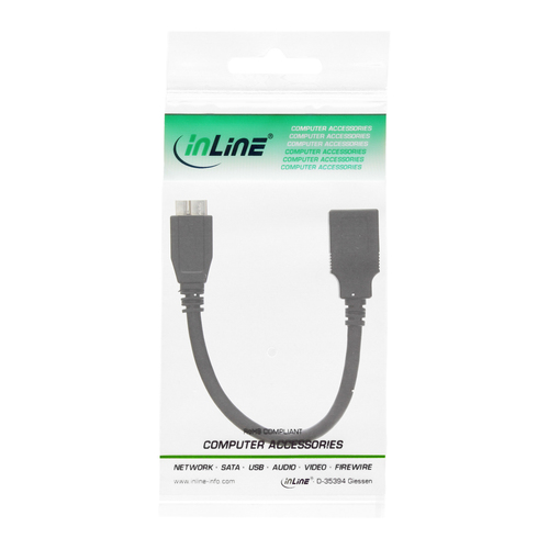 InLine 31609 - Micro USB 3.0 OTG - USB 3.0 A - Male / Female - Black (31609) adapteris