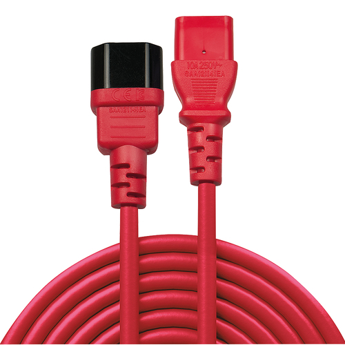 IEC Verlangerung, rot, 1m Barošanas kabelis