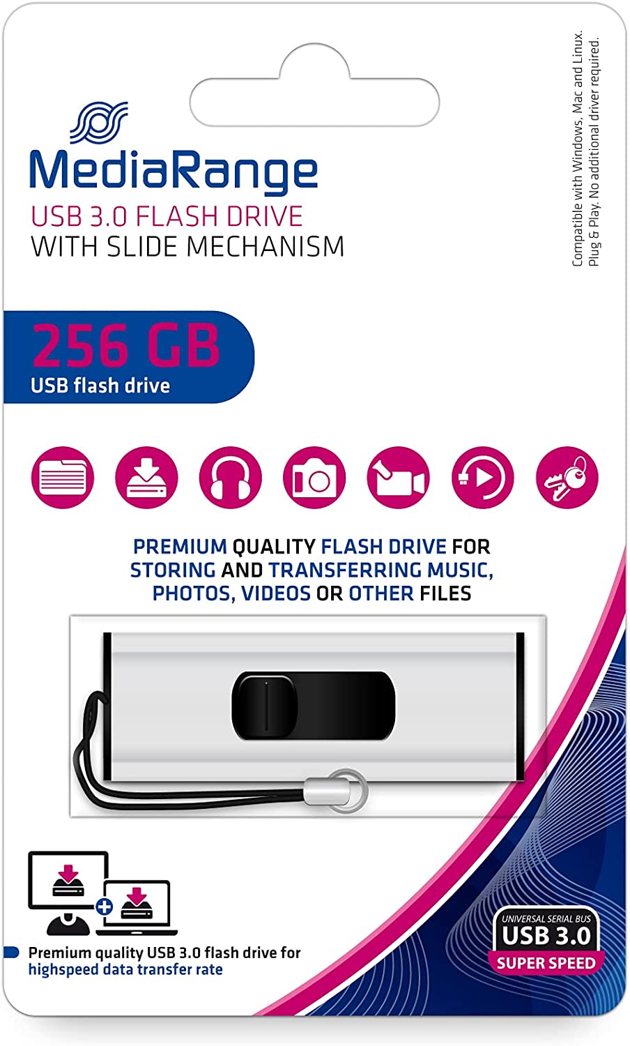 MediaRange USB-Stick 256GB USB 3.0 USB Flash atmiņa