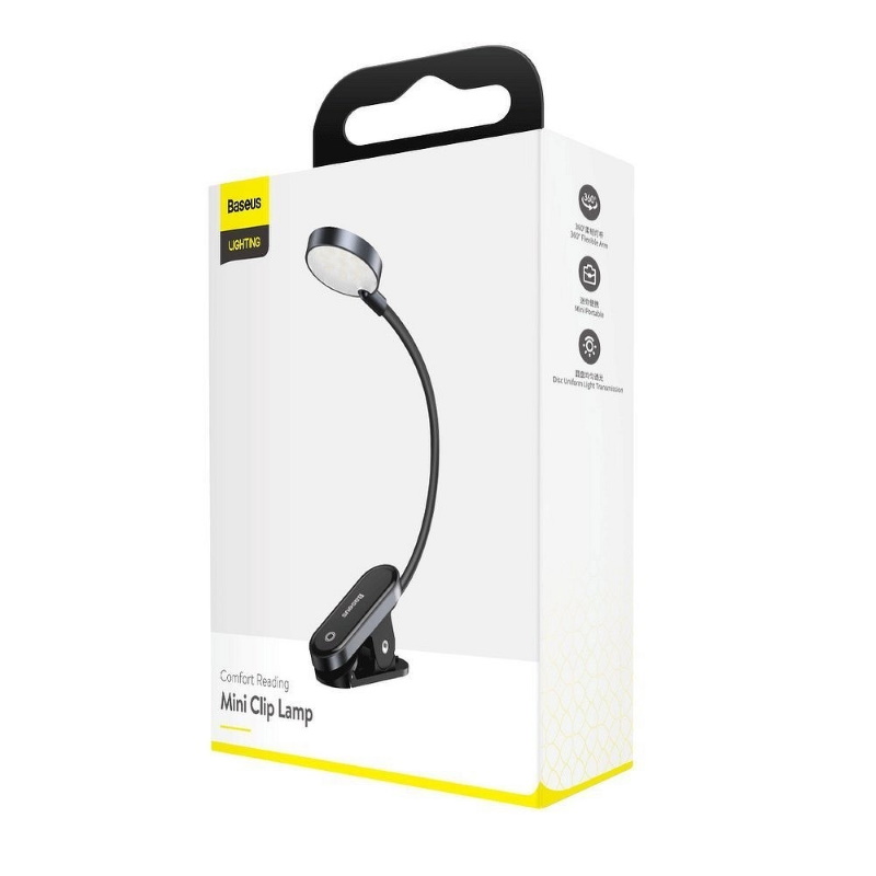 Baseus mini LED reading lamp with clip gray (DGRAD-0G) apgaismes ķermenis