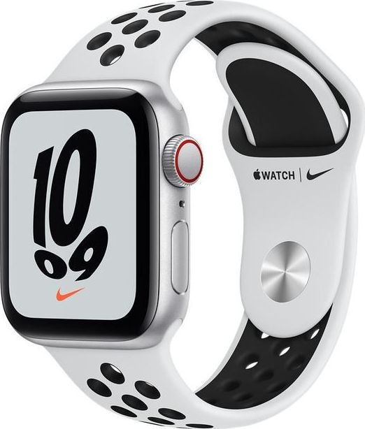 Watch Nike SE GPS + Cellular, 40mm Silver Aluminium Case with Pure Platinum/Black Nike Sport Band - Regular Viedais pulkstenis, smartwatch